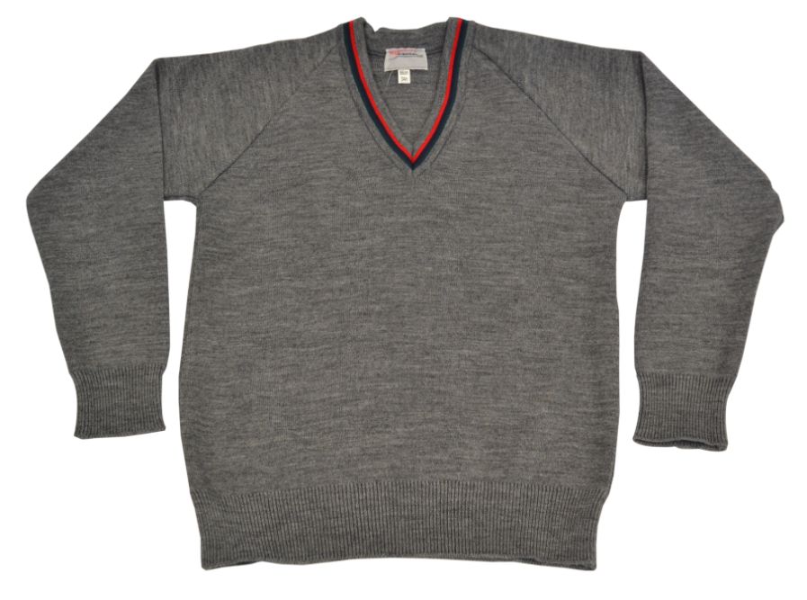 WELLINGTON GREY PULLOVER WITH SCHOOL COLOURS, Wellington College