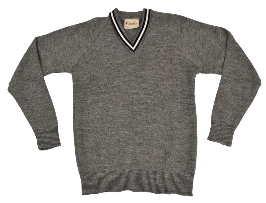 GREY V NECK WITH BLACK AND WHITE TRIM, Park Lodge Primary School, Campbell College Junior School