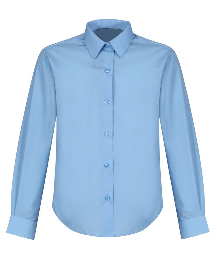 GIRLS LONG SLEEVE BLUE BLOUSE - NON IRON (2 PACK), St Brides Primary School, Rathmore Grammar School, SHIRTS & BLOUSES