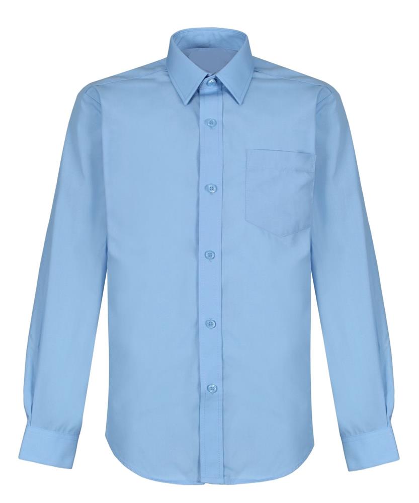 BOYS LONG SLEEVE BLUE SHIRTS - NON IRON (2 PACK), St Brides Primary School, Rathmore Grammar School, SHIRTS & BLOUSES