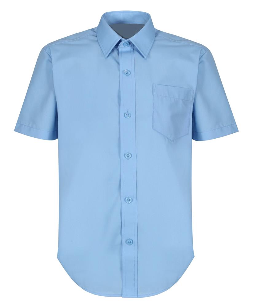 BOYS SHORT SLEEVE BLUE SHIRTS - NON IRON (2 PACK), St Brides Primary School, Rathmore Grammar School, SHIRTS & BLOUSES