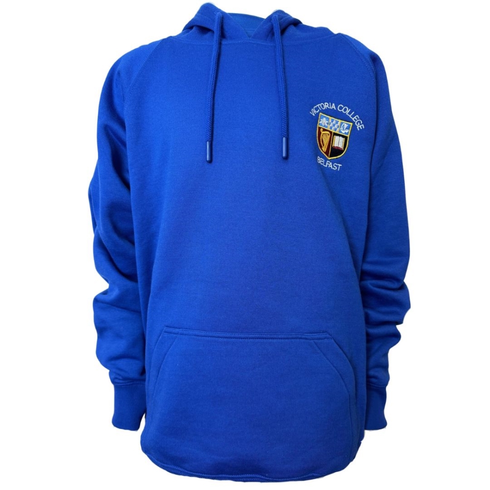 VICTORIA COLLEGE ROYAL BLUE HOODIE, Victoria Preparatory School, Victoria College Belfast