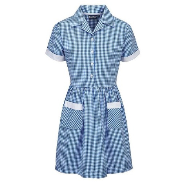 BLUE CHECKED SUMMER DRESS, St Bride's Primary School, SKIRTS & TUNICS