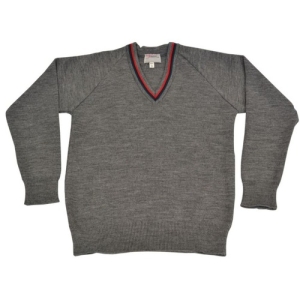 WELLINGTON GREY PULLOVER WITH SCHOOL COLOURS, Wellington College