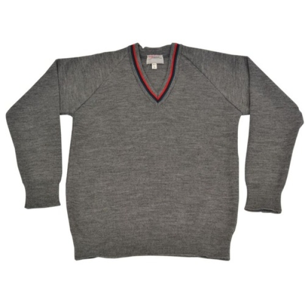 WELLINGTON GREY PULLOVER WITH SCHOOL COLOURS, Wellington College